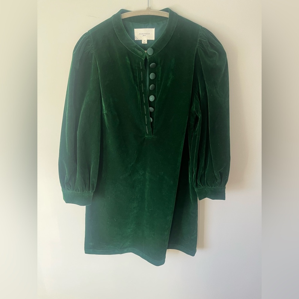 Tuckernuck Pomander Place Forest Green Velvet Mini Dress
